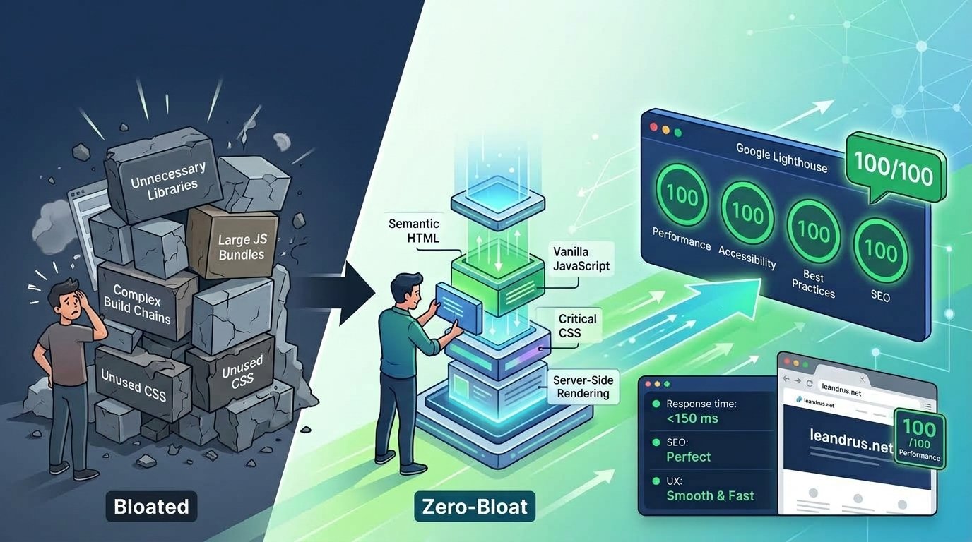 Arquitectura Web Zero-Bloat: Cómo logramos 100/100 en Google Lighthouse